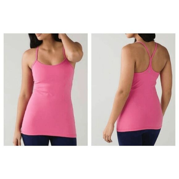 Lululemon Athletica Women's Sz 6 Paradise Pink Power Y Built-In Bra Tank Top - Picture 1 of 7